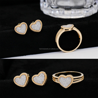Herzdesign AU585 14K Massivgold Damen-Edelsteinring mit Labor-Diamant Trendiger Hochzeits-Verlobungsschmuck Maßgefertigt ODMOEM