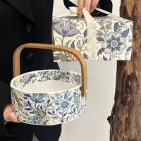 Antieke Luxe Irisbloem Keramische Fruitmand High-End Wegwerp Snackplaat Elegant Cadeau Voor Feesten