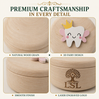 Boîte à dents de bébé en bois gravée sur mesure, en bois naturel, boîte à souvenirs de la Fée des Dents, caractéristiques durables pour la croissance et les souvenirs de l'enfant