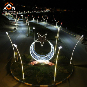 Luz LED para Exteriores con Diseño <span class=keywords><strong>de</strong></span> Luna y Estrella, Iluminación Personalizada con Motivo <span class=keywords><strong>de</strong></span> Estrella y Creciente Islámica para Proyectos Urbanos Turcos - Product Image 1