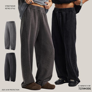 2025 automne hiver hommes cimeterre pantalon décontracté Batik lavé 430G pur coton lourd vieux porté sauté flocon de neige marque à la mode - Product Image 3