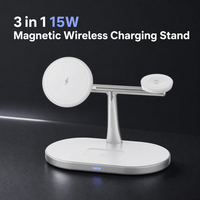 Station de charge sans fil magnétique rapide 3-en-1 avec 15W QC3.0/PD pour téléphones, montres intelligentes et écouteurs (Type-C)