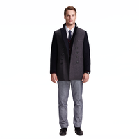 Caban en laine manteau de veste en laine militaire d'hiver pour hommes caban noir