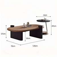Table basse ovale en bois haut de gamme, moderne et de luxe, facile à nettoyer, modèle SUNWOODD EXPO 00, pour mobilier de salon – Nouveauté très demandée