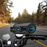 Casque de moto étanche Crown C140 avec interphone V5.0, design élégant, caméra HD 2K pour 4 à 6 motards, portée 800m, en métal