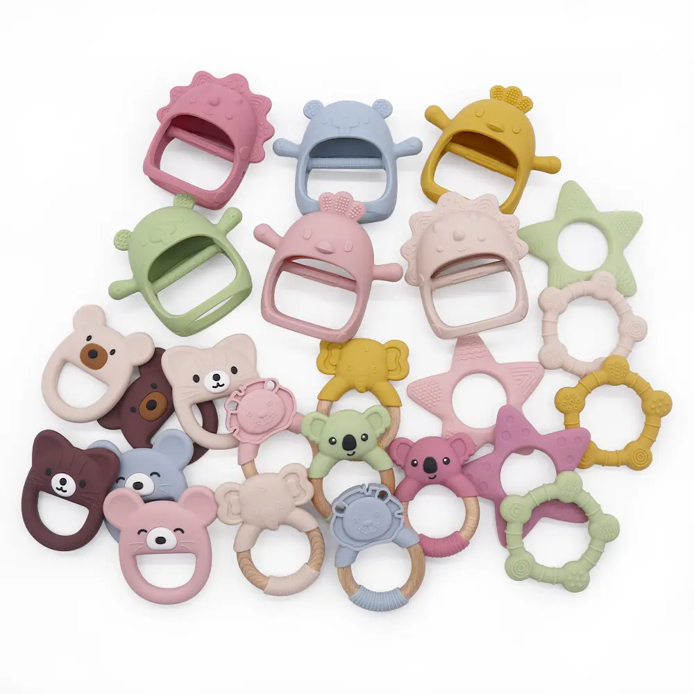 Großhandel BPA Free Chewable Beiß spielzeug Baby Beiß ringe Silikon Beißring