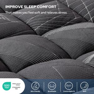 Coprimaterasso e coprimaterasso trapuntato e Topper, biancheria da letto spessa in bambù traspirante con gonne da letto elastiche, grigio bianco, Queen <span class=keywords><strong>Size</strong></span> - Product Image 2