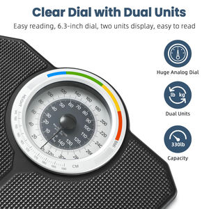 एंटी-स्लिप सतह ब्लैक मैकेनिकल स्केल बैटरी मुक्त पैमाने पर बीएमआई यांत्रिक वजन 180 किलोग्राम - Product Image 1