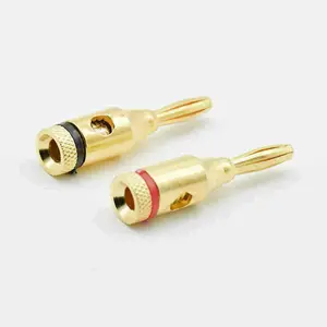 Enchufes de plátano chapados en oro de 4mm, conectores de Cable de altavoz de Audio Musical, Terminal de soldadura gratis para amplificador de altavoz