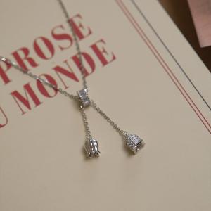 S925 Pure Silver Bell Orchid Pendant Necklace High-End Sweet Floral Tassel Collarbone <b>Chain</b> Female Niche Design <b>Fashion</b> <b>Sweaters</b> - Product Image 4
