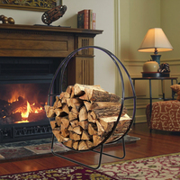 Zhongpin haute qualité solide robuste 40 pouces noir bois de chauffage bûche support cerceau rond fer bûche cercle bois de chauffage support