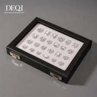 Boîte de rangement pour bijoux DEQI, couleur personnalisée, luxe noir et blanc, pour diamants, pierres précieuses, argent, or, avec fenêtre transparente