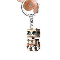 Gantungan Kunci Robot Mata Besar Gaya Punk Datar 2D Akrilik Retro Dekorasi Kreatif Aksesori Tali Ponsel Gantungan Kunci Liburan