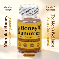 Gummies au Miel de Manuka et au Shilajit Sans Sucre Ajouté Non-OGM Améliore l'Immunité et Soutient l'Énergie Complément Alimentaire pour Adultes 60 Unités