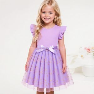 Gaun Tulle Anak Perempuan Balita Gaun Tutu Kasual Putri Pesta Ulang Tahun Tanpa Lengan Ruffle Musim Panas Bayi Perempuan Pola Bintang 2-7 Tahun - Product Image 2