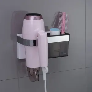 Factory wholesale wall hanging bathroom hair dryer straightener holder with hair styling tool organizer