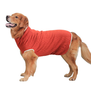 Pull tricoté pour chien Golden Retriever, gris clair avec bordure rouge, vêtements chauds d'automne et d'hiver pour grands chiens - Product Image 5