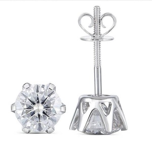 Lab Moissanite D Color Diamond with 14k Gold <b>Hoop</b> Round Brilliant Cut <b>Earrings</b> for Women Party/gift <b>Fine</b> Jewelry - Product Image 1