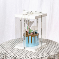 Boîte personnalisée en verre avec fenêtre, boîtier à gâteaux de mariage blanc Double couche rehaussée, 1 pièce