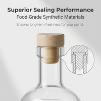Bouchon en liège en forme de T avec capuchon en aluminium coloré et dessus en bois pour emballage de bouteilles de vin et de spiritueux – En stock, expédition rapide