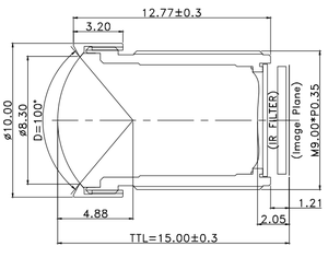 1/2.5 \ "F1.6 5m 2.94mm <span class=keywords><strong>M12</strong></span> ống kính CCTV biến dạng thấp Độ phân giải 100 ° góc rộng 5MP - Product Image 6