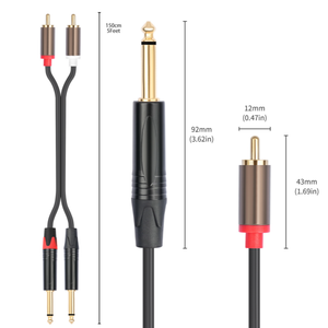 <span class=keywords><strong>Cable</strong></span> Adaptador de Audio Estéreo Dual de 1/4 Pulgada TS 6.35mm Macho a Doble RCA Macho, Canal Dual para Mezclador de DVD, Amplificador, <span class=keywords><strong>Altavoz</strong></span> - Product Image 2