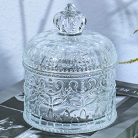 Pot à bonbons en relief rond cristal décoration de la maison personnalisé cristal boîte à bijoux pot de rangement en verre