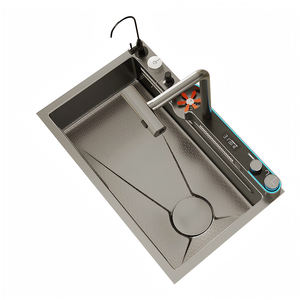 Évier de cuisine numérique intelligent Évier de cuisine à cascade en nid d'abeille biomimétique SUS304 nanomètre en acier inoxydable à cuvette unique - Product Image 1