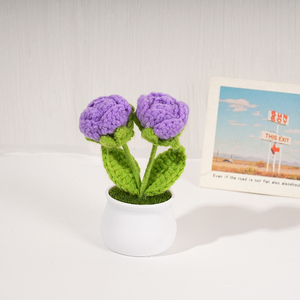 Plantas en maceta de punto coloridas hechas a mano para decoración floral de ganchillo para el hogar, oficina, escritorio, sala de estar, adornos estéticos de mesa - Product Image 2