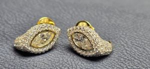 เครื่องประดับฮิปฮอป จิวเวลรี่ชั้นดี ทอง 14k ต่างหูแบบหนีบทรงโดมมาร์คีส์ หรูหรา ผลิตภัณฑ์แฮนด์เมด ขายส่ง - Product Image 2