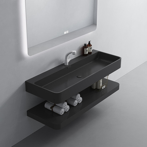 Mueble de Baño de Pared con Acabado Mate de Resina y Espejo LED de 3 Colores, en Oferta - Product Image 2
