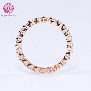 2mm Bezel Setting DEF Ronde Briljant Geslepen Lab Grown Diamanten Ring 14k 18k Echt Rosegoud Lab Diamant <span class=keywords><strong>Eternity</strong></span> Volle Band Ring - Product Image 4
