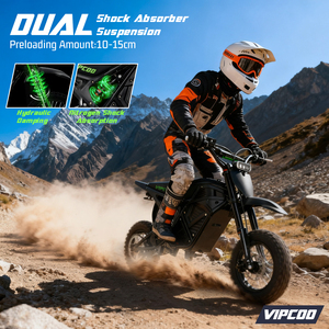 Fabricante Verificado Vipcoo H3, Motocicleta Eléctrica Juvenil con Motor de Engranajes de 23ah y Suspensión Completa - Product Image 4
