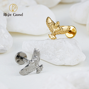 ASTM F136 Titan bay chim Helix <span class=keywords><strong>Stud</strong></span> sụn Conch tragus Bông tai 16G <span class=keywords><strong>EAGLE</strong></span> <span class=keywords><strong>Stud</strong></span> Bông tai flatback xuyên - Product Image 4