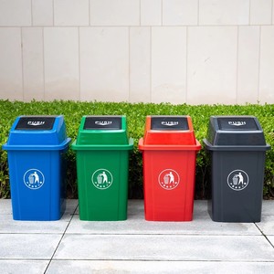 プラスチックゴミ箱10L/20L/40L/60Lプッシュリッド廃棄物缶分類されたカラフルな大きなサイズのゴミ箱 - Product Image 3
