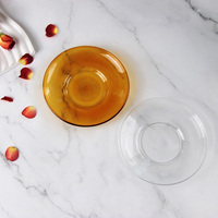 Soucoupe en verre, petite assiette ronde en verre pour dessert, soucoupe à café pour la table, la maison, le café, vente en gros