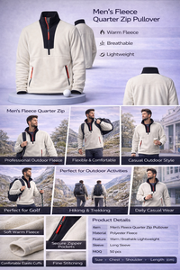 Sudadera Casual de Forro Polar Ligero con Media Cremallera, 60% Algodón 40% Poliéster, Personalizada OEM/ODM para Exteriores - Product Image 2