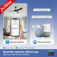 Ventilateur de plafond intelligent 1stshine 52 pouces avec commande Wi-Fi, compatible vocale, télécommande, durable, décoration intérieure, excellent ventilateur de plafond intelligent avec lumière