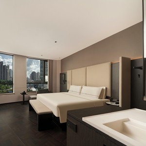 3-Star Hotel Bedroom Furniture Set Custom Modern Wood <b>Bed</b> Frame for Apartment Use in Single Double <b>Queen</b> King <b>Sizes</b> Durable - Product Image 3