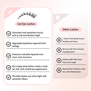 Faux cils naturels, cils d'anime, bandes de cils, faux cils pointus, ressemblant à des cils individuels, volume 3D, courbure C - Product Image 4