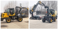 Grue de préhension montée personnalisée Mannick sur tracteur-chargeur-benne, grappin à bois, manutacteur de matériaux