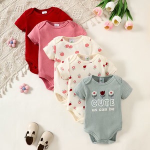 Paquete de 5 Bodys de Manga Corta para Bebé, Algodón Transpirable, Conjunto de Mamelucos con Estampado Lindo para Recién Nacidos de 0 <span class=keywords><strong>a</strong></span> 12 <span class=keywords><strong>Meses</strong></span> - Product Image 5