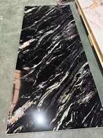 Panel de Pared de PVC MORLENX Blanco Gris con Vetas Doradas, Lámina de Mármol UV de Alto Brillo, Impermeable, para Interiores de Hoteles y Villas