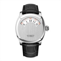 Montres automatiques pour hommes en acier inoxydable avec cadran unique, affichage numérique, mécaniques, en cuir