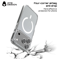 Étui de téléphone antichoc anti-traces de doigts avec charge magnétique sans fil ATB Luxury TPU+PC pour 18/17 Pro Max Transparent Clair