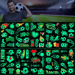 Set de 10 Pegatinas de Tatuajes Luminosos de Fútbol Jack&Sunny, Papel de Transferencia por Agua para Torneos de Clubes, <span class=keywords><strong>Celebraciones</strong></span> de Aficionados, Fiestas - Product Image 1