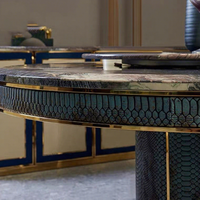 Ensemble de 6 chaises et table à manger en marbre, au design contemporain, luxueuse et populaire