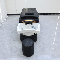 En gros, Lit de lavage de cheveux pour salon avec lavabo en céramique, Équipement de coiffure électrique, Fabricant de mobilier de beauté Chine