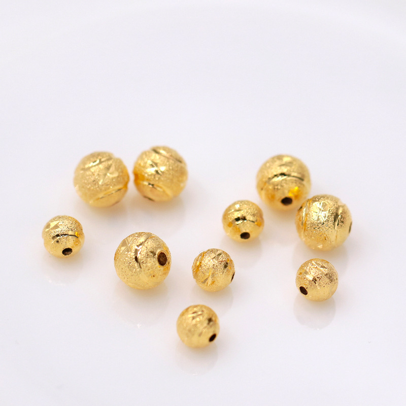 Perles d'espacement en forme de X gravées en or véritable 18 carats
