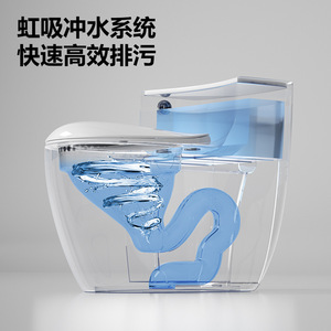 Inodoro sifónico Thousand Domains con tubería grande integrada, a prueba de olores y salpicaduras, silencioso, con cierre suave para baño - Product Image 1